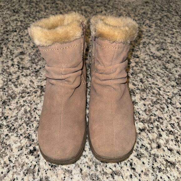 Liz & Co Leather Fur Lined Ankle Boots Women's Size 7 Tan/Brown - Picture 3 of 9